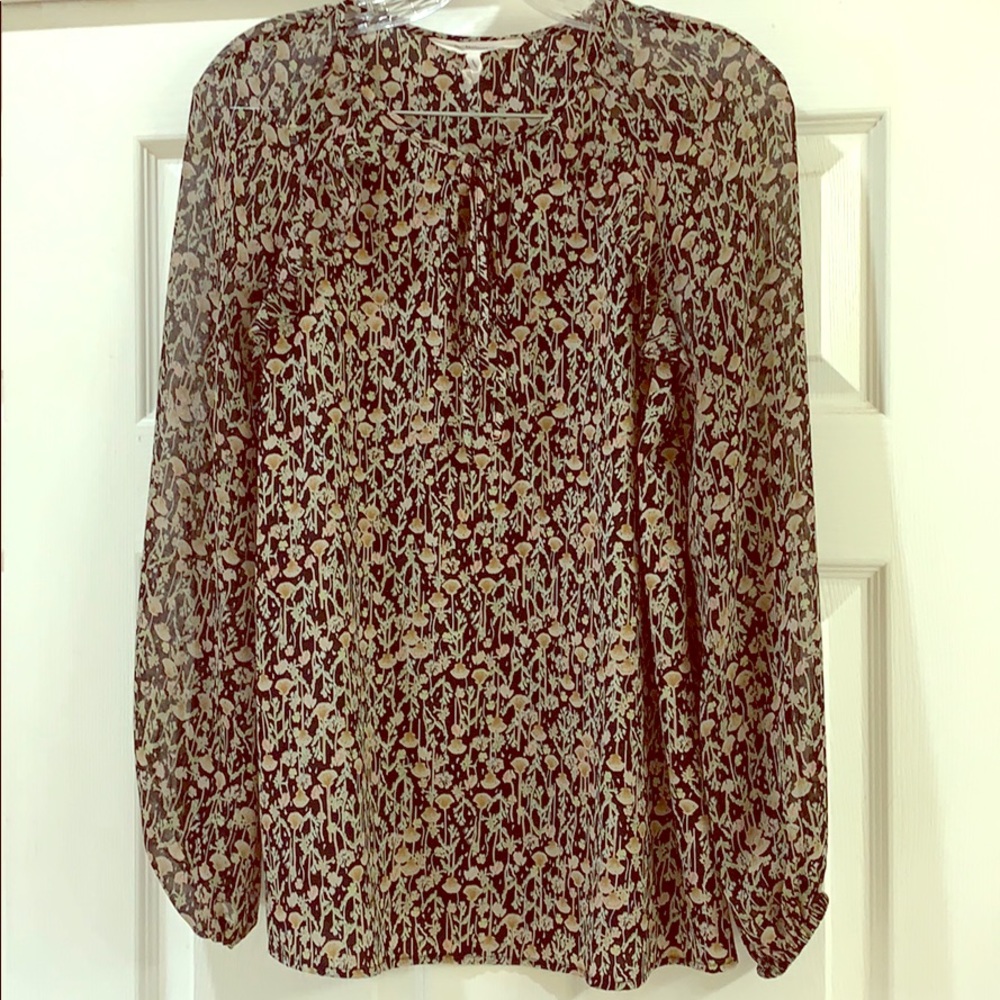 Floral tie neck top